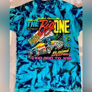 Vintage Single-Stitch Tye-dyed Eldora speedway  T-shirt Sz Lg Fruit of the Loom